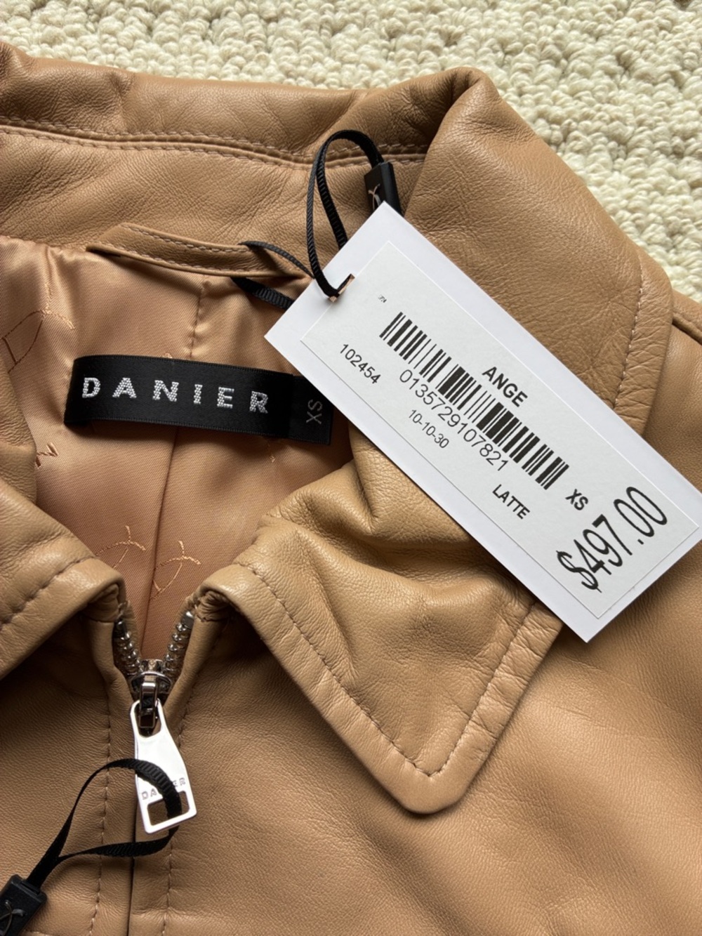 Danier NWT Women’s Ange Latte Brown Fringe Leather Jacket Size XS NEW - Picture 7 of 12